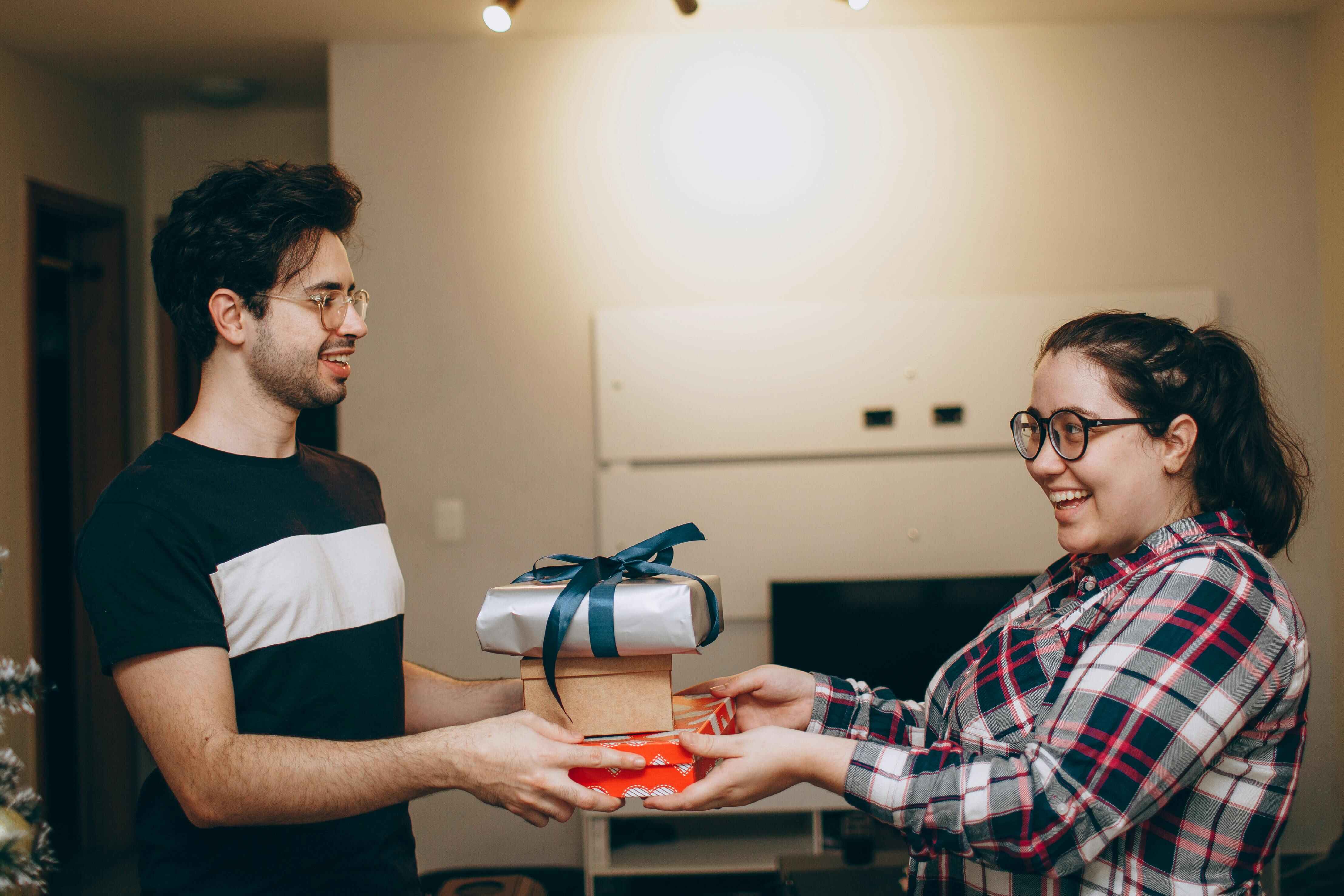 Person receiving a gift